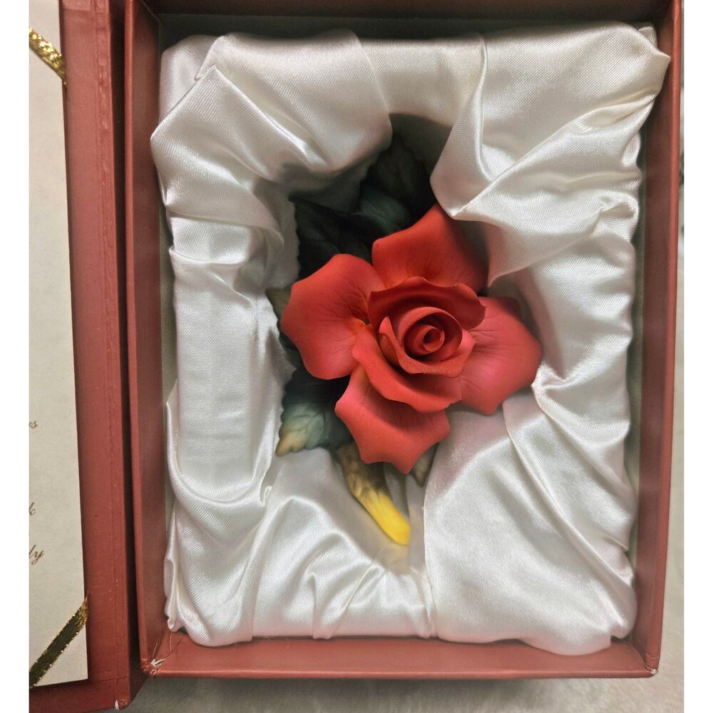 The Christmas Rose Ceramic Figurine with Poem and Decorative Box Holiday Gift